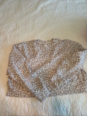 Yogalicious Beige Leopard Print  Sweatshirt